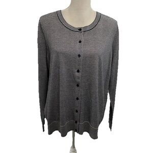 Talbots Petite Shimmer Pin Striped Cardigan Sweater Women’s 2XL Long Sleeve